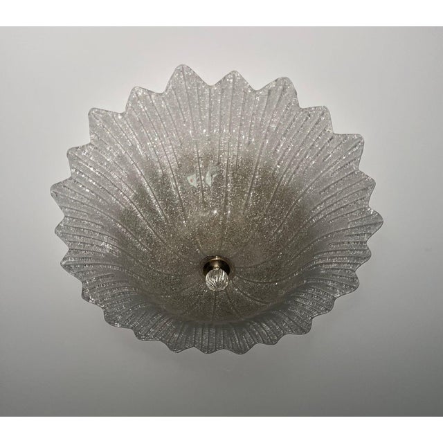 Italian Italian Clear Murano Glass Graniglia Technique Flush Mount 1980s For Sale - Image 3 of 9