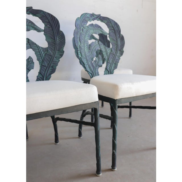 Metal Set of 4 Mid Century Modern Banana Leaf Chairs For Sale - Image 7 of 10