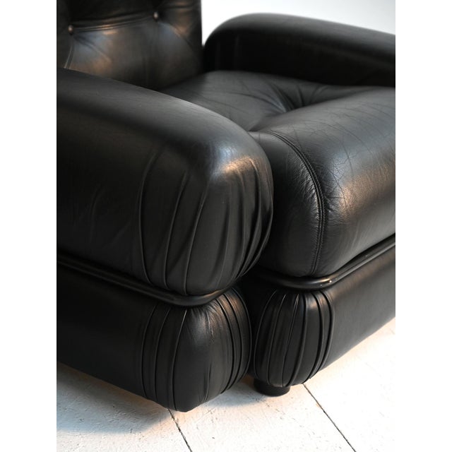 Metal Black Leather and Tubular Steel Armchairs, 1970s, Set of 2 For Sale - Image 7 of 11