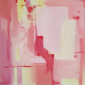 "Follow the Light" Red and Yellow Abstract Oil Painting on Canvas by Christine Frisbee