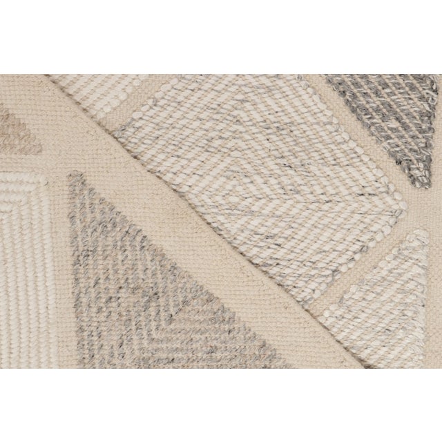 Textile Rug & Kilim's Scandinavian Style Custom Kilim Rug in Greige and White Diamond Pattern - 9'x12'' For Sale - Image 7 of 7