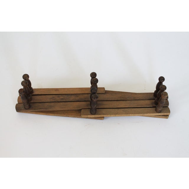Vintage Wood Accordion-Style Wall Hat Rack For Sale - Image 4 of 8