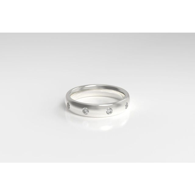 8 Flush Set Bezel Diamond Eternity Wedding Band in 14 Karat White Gold For Sale - Image 17 of 18