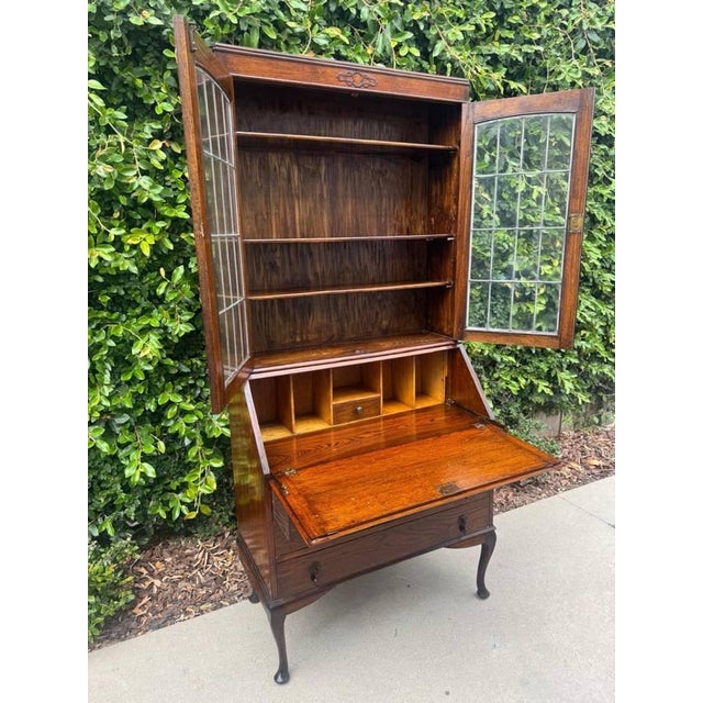 Vintage Uk Imported Edwardian Style Bureau Bookcase/Secretary Desk For Sale In Los Angeles - Image 6 of 18