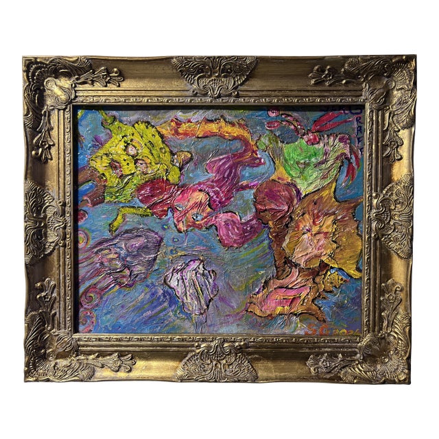 Abstract Painting on Board by Serg Graff "Spongebob and Bikini Bottom", Coa For Sale
