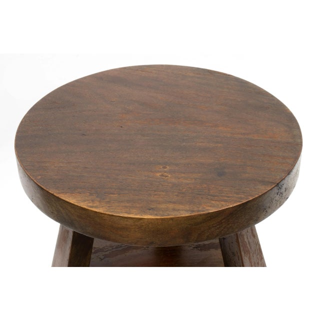 Arts & Crafts Vintage Hand Crafted Solid Walnut Tripod Stool / Table For Sale - Image 3 of 8
