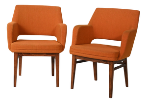 Orange Oslosund Armchairs from Kinnarps, 1950s, Set of 2
