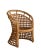 Pair of Coastal Bamboo/Rattan Side Chairs featuring Woven Lattice Frames and Rounded Shaped Backs..Burnt/Scorched Bamboo...