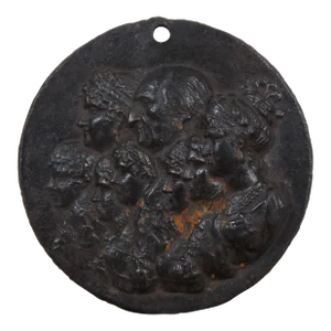 Antique 19th Century Cast Iron Royal Family Spain Portrait Medallion Plaque
