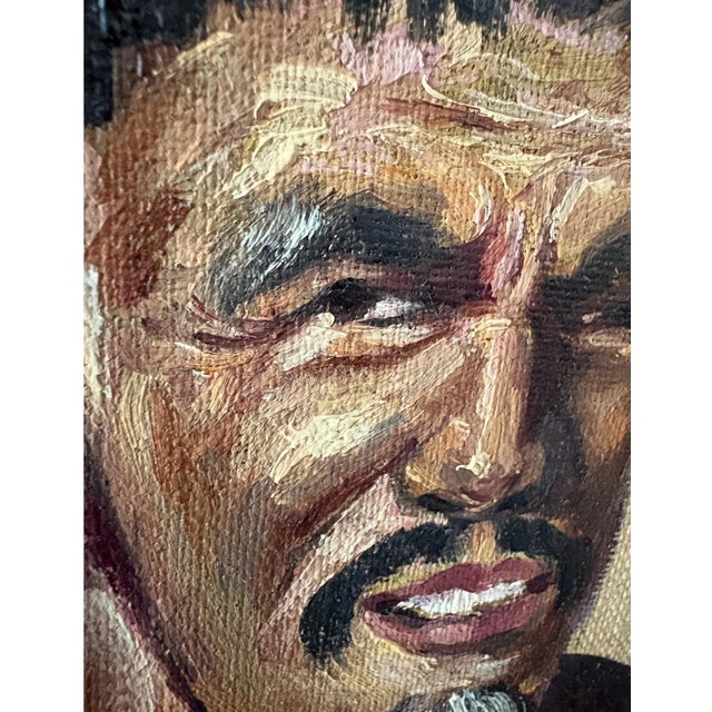 Iranian Oil Portrait Painting on Linen Canvas, Framed 1974–75 Signed Ali-Sh Vintage For Sale In Dallas - Image 6 of 8