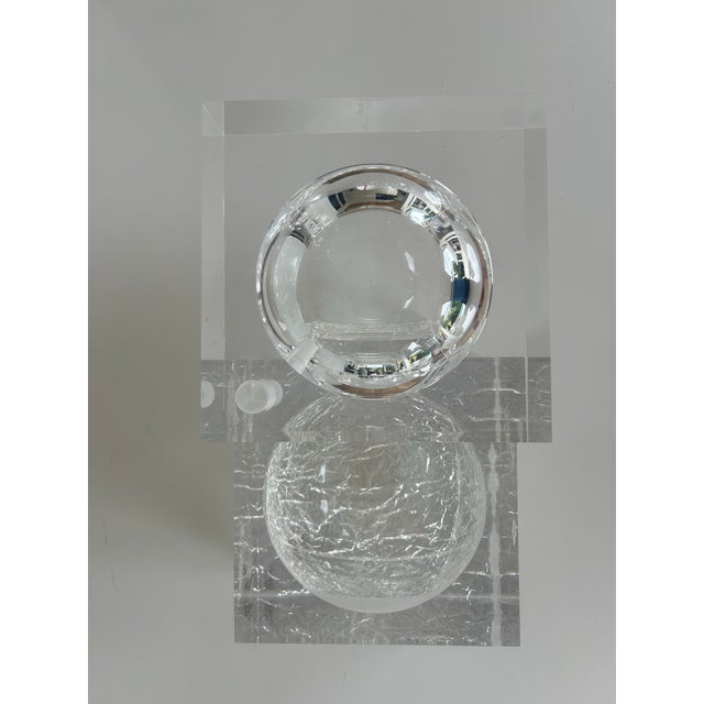 Plastic 1970's Albrizzi Lucite "Cubed" Box With Interior Sphere and Textured "Ice" Base For Sale - Image 7 of 11
