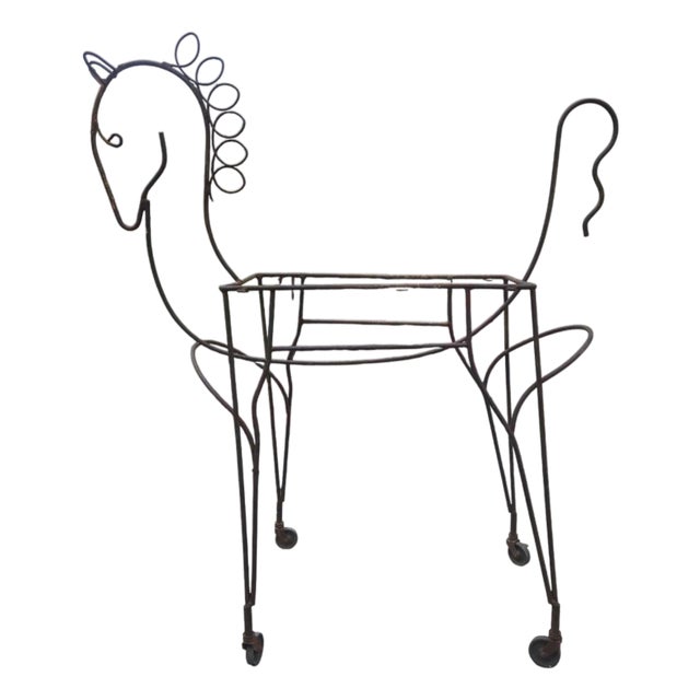 Vintage Horse Shaped Bar Cart Mid Century Sculpture 1950s Retro Decor For Sale