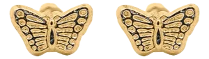 14k Solid Gold Mini Butterfly Stud Earrings on Screw Backs - 2 Pieces