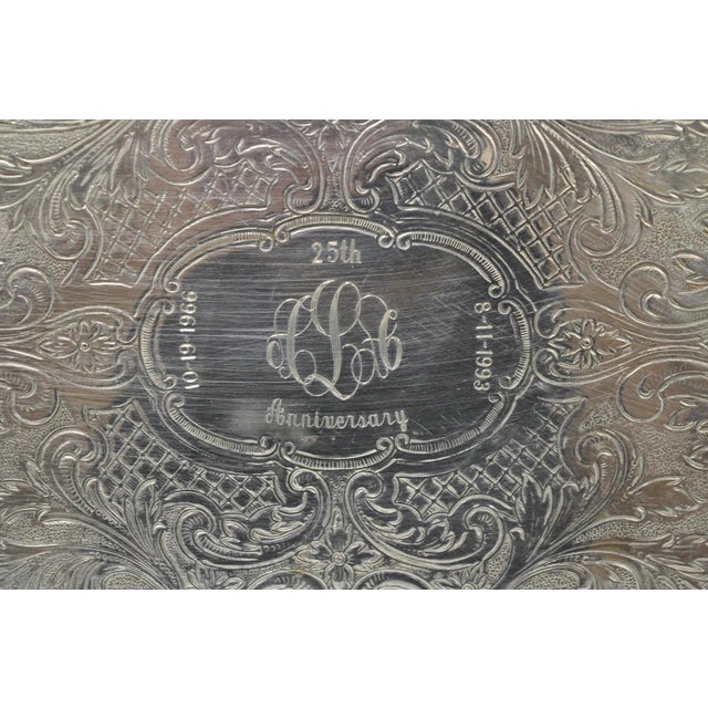 Sheffield Vintage Sheffield Victorian Silver Plated Oval Platter Tray 25th Anniversary For Sale - Image 4 of 18