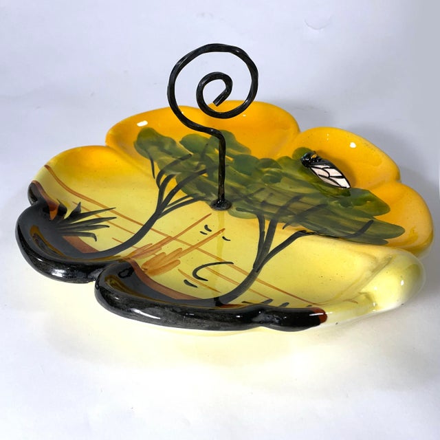 French Provençal Mid-Century Majolica Cicada Cheese Plate For Sale - Image 10 of 10