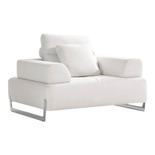 Pasargad Home Ravenna White Accent Chair With Sliding Backrest & Armrest For Sale