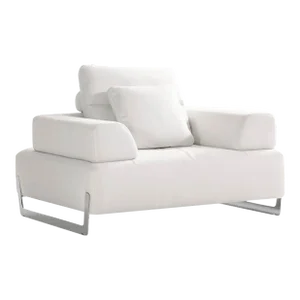 Pasargad Home Ravenna White Accent Chair With Sliding Backrest & Armrest