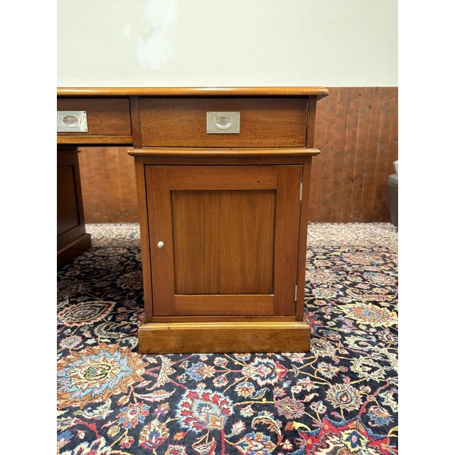 Large English Chesterfield Partners Desk For Sale - Image 11 of 18