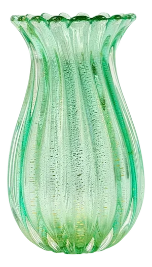 Mid-Century Ribbed Murano Glass Vase attributed to Archimede Seguso for Seguso Vetri d'Arte, Italy, 1950s