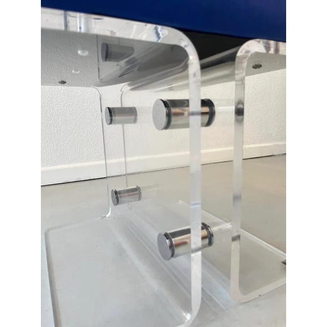 Plastic Vintage Acrylic Glass and Metal Stool from Marais International, 1970 For Sale - Image 7 of 9