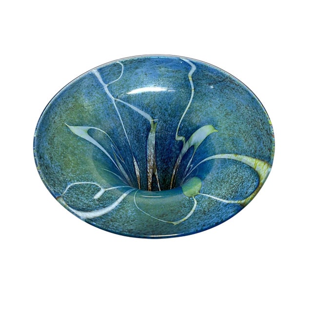 1990s Marbled Hand-Blown Glass Vase - Signed by Artist For Sale - Image 4 of 6