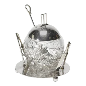 Hallmarked Sheffield Silver and Glass Cricket-Themed Sugar Jar, Circa 1900