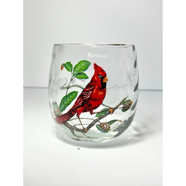 West Virginia Glass Specialty Co. 1960s West Virginia Glass American Songbirds 6 Roly-Poly Tumblers Glasses - Set of 4 For Sale - Image 4 of 9