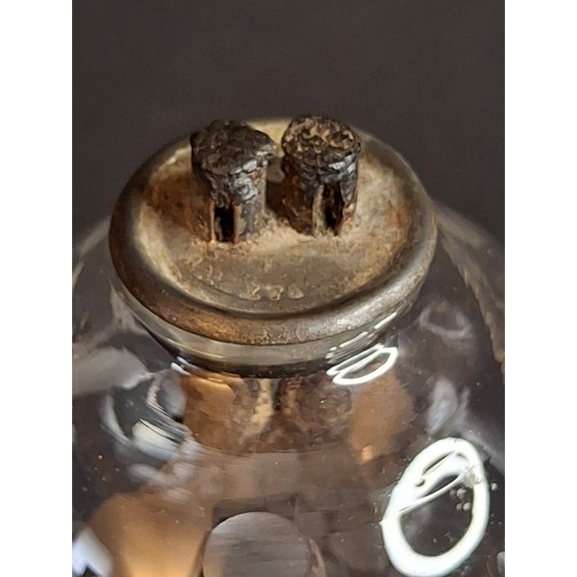 Rare Antique Boston & Sandwich Engraved Glass Whale Oil Lamp "Patent" Cork Burner c.1835 For Sale - Image 11 of 18