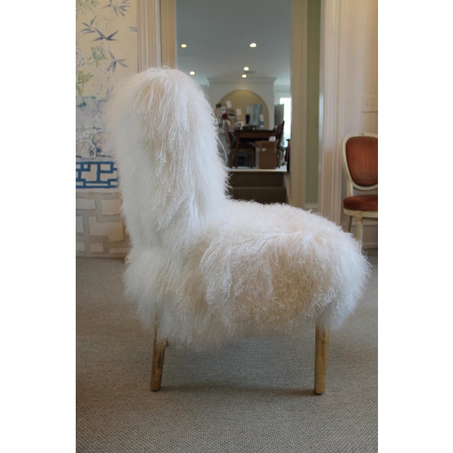 Moss Studios White Mongolian Fur Chair Chairish