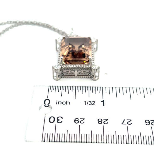 Natural Smoky Topaz Diamond Necklace 20" 14k Gold 38.38 TCW Certified For Sale - Image 15 of 16