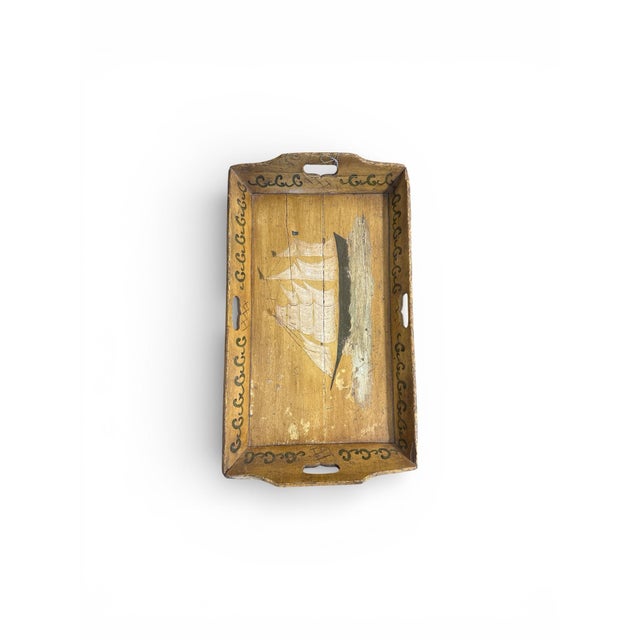 Nautical Antique Nautical Handpainted Tray Coffee Table For Sale - Image 3 of 5