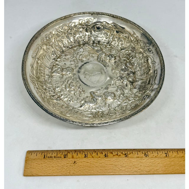 Antique Derby Silver Plate Company Footed Bowl Cherubs and Farming Design #762 For Sale - Image 10 of 12