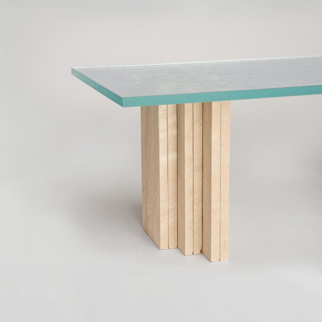 Contemporary Masa Travertine Glass Coffee Table by Kiwano Concept For Sale - Image 3 of 6