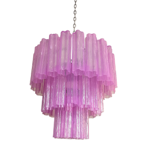Contemporary Scenographic Fuxsia “Tronchi” Murano Glass Chandelier in Venini Style