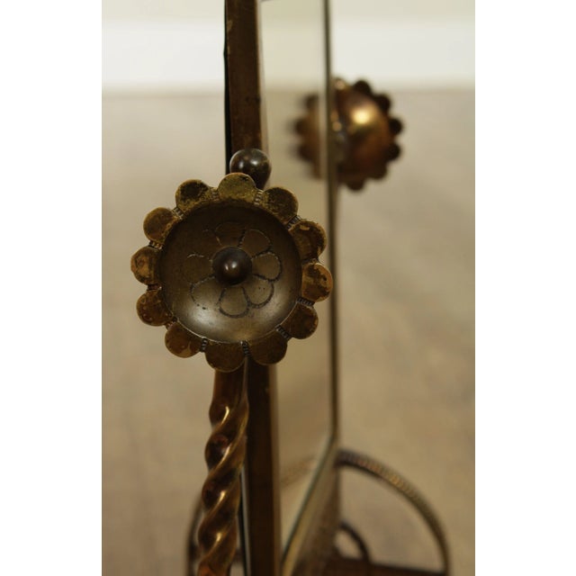 Aesthetic Movement Antique 1880's Victorian Brass Cheval Beveled Vanity Mirrors - a Pair For Sale - Image 12 of 13