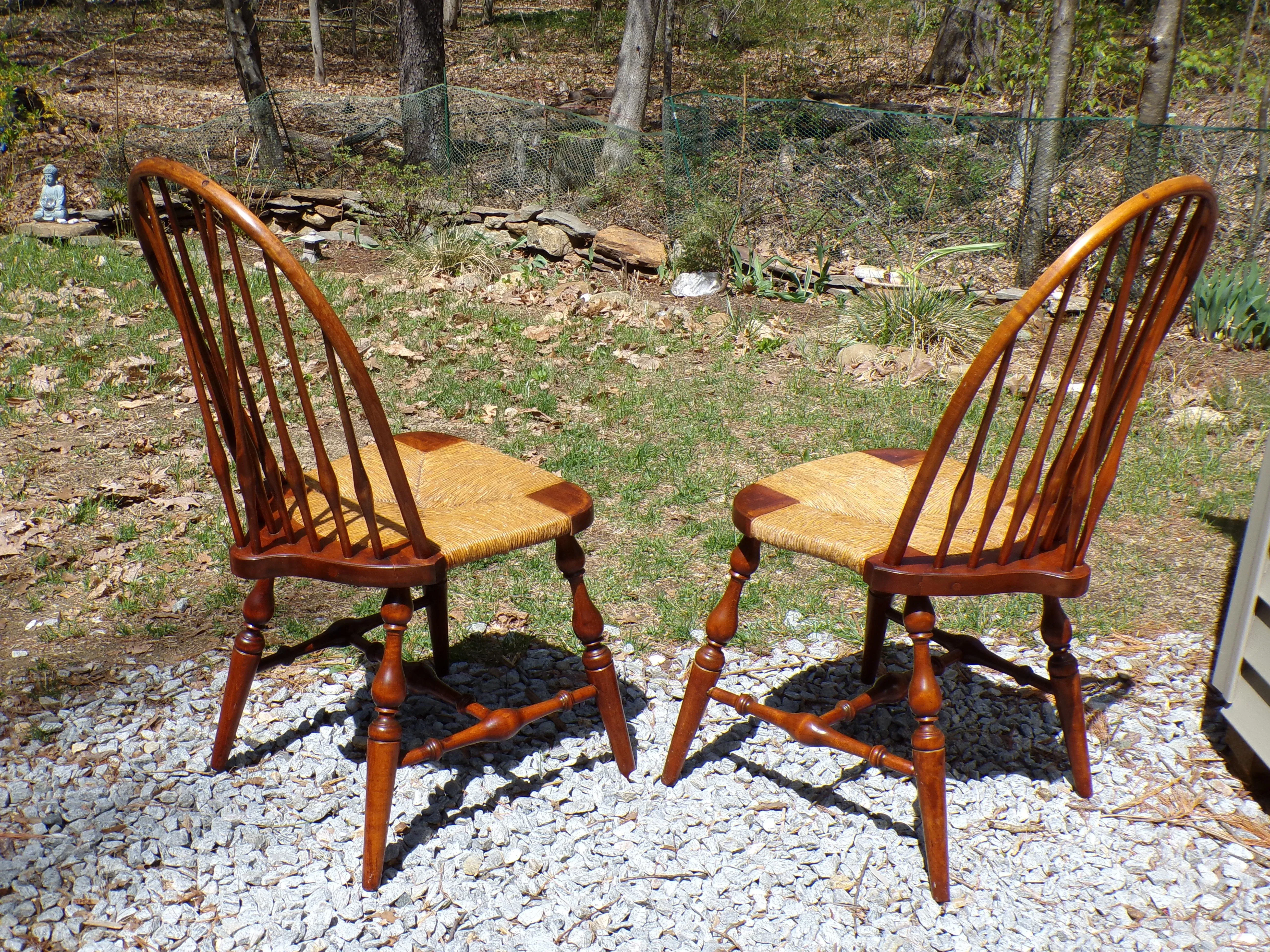 Antique Pair Nichols & Stone Windsor Fan Brace Back Chairs