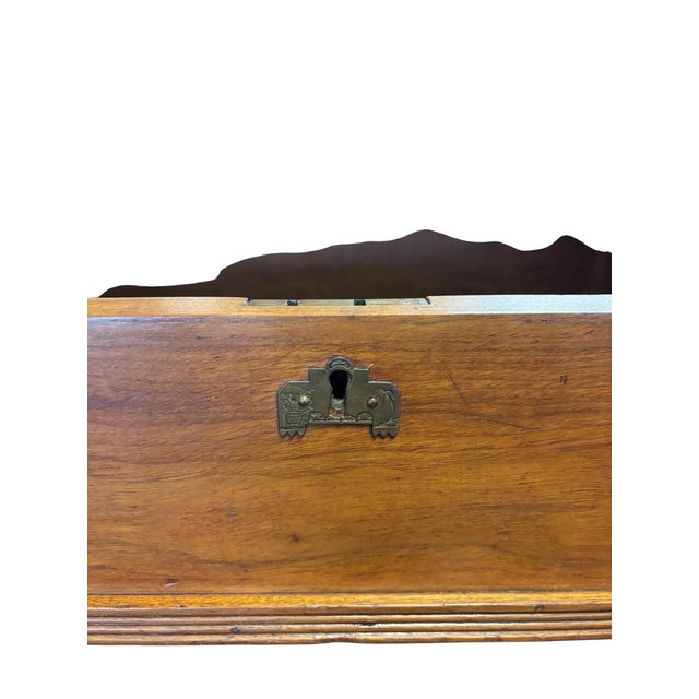 Camel Antique Arts & Crafts Mission Oak Writing Desk & Upholstered Chair Set, Early 20th Century For Sale - Image 8 of 12