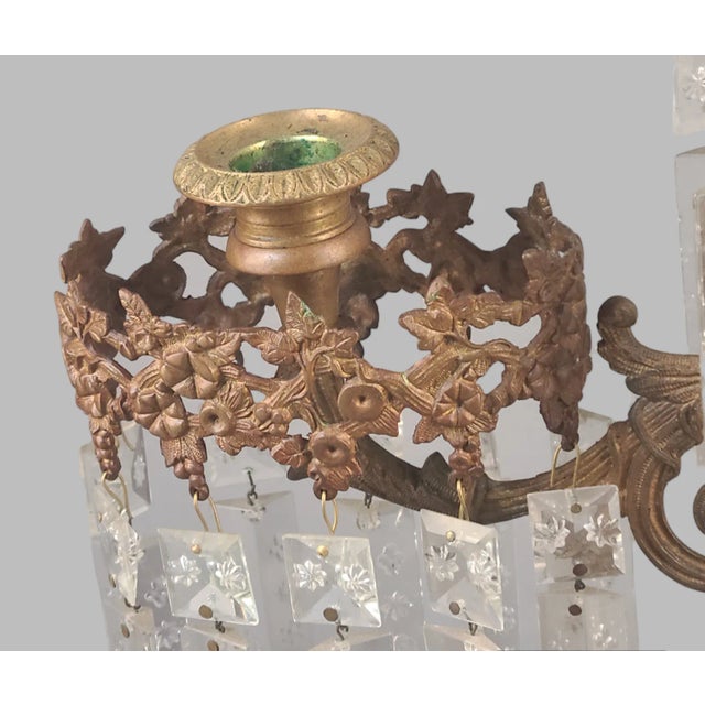 Antique Victorian Girandole Centerpiece Candelabra Original Crystal Prisms Ornate Classical Urn Marble Base #1 For Sale - Image 11 of 12