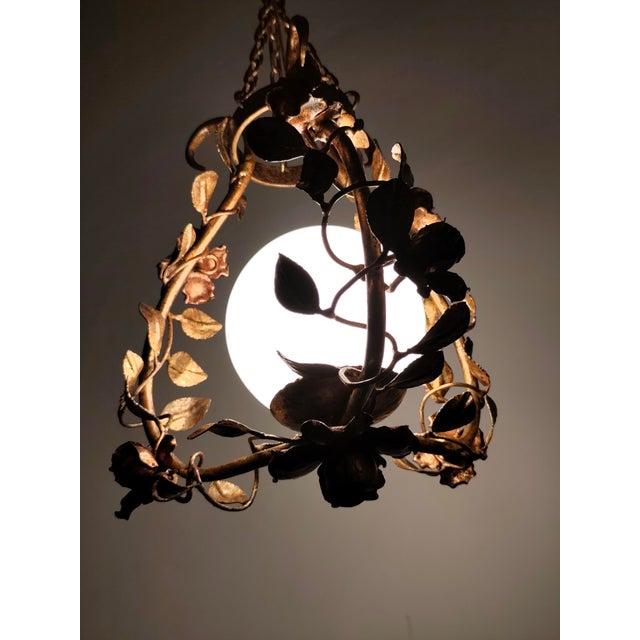 Wrought Iron and Gold Leaf Lamp, Spain, 1960s For Sale - Image 14 of 17