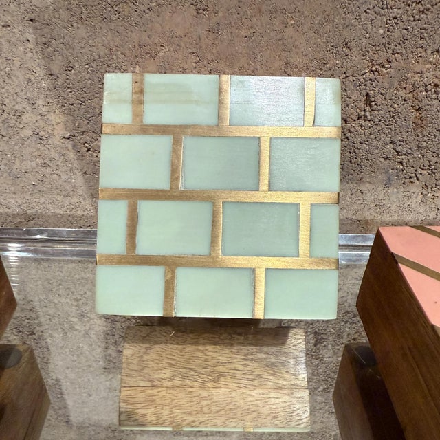 Handcrafted Three Trinket Boxes Mod Geometric Design For Sale - Image 11 of 14