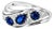 Late 20th Century 14K White Gold Diamond Sapphire Designer Band Ring, Size 7 For Sale