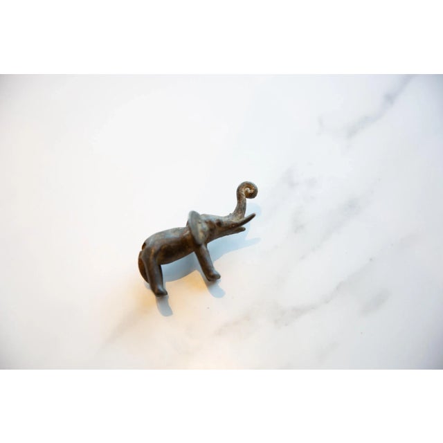 1950s Vintage African Bronze Elephant With Curled Trunk For Sale - Image 5 of 7