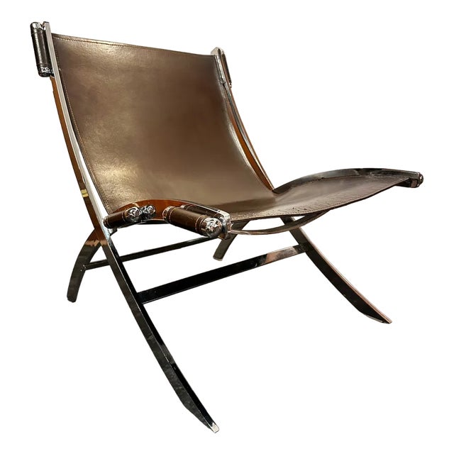Leather Scissor Chair by Antonio Citterio for Flexform Italia, 1980s For Sale