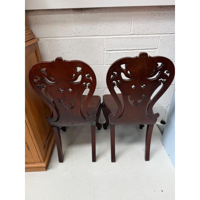 Antique Mahogany Hall Chairs, 1890s, Set of 2 For Sale - Image 5 of 13