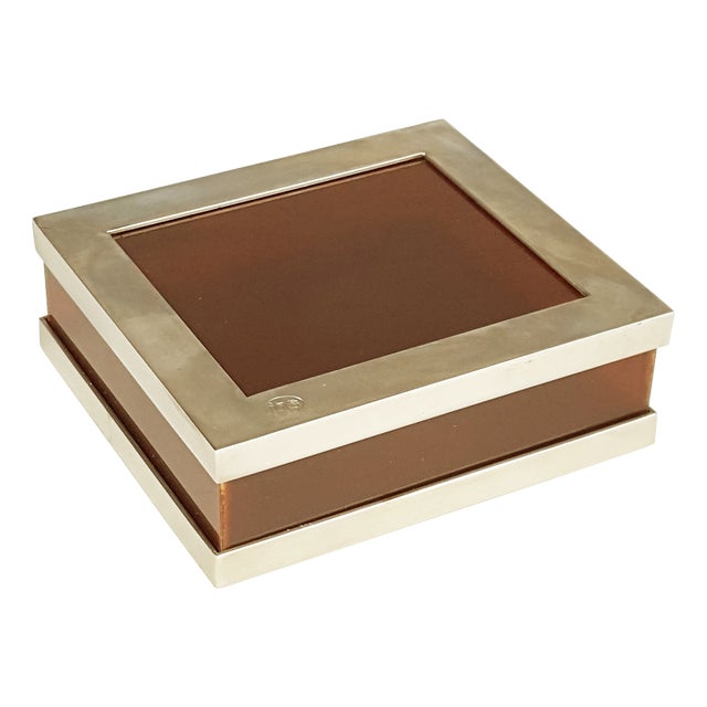 Vintage Italian Nickel-Plated Metal and Plastic Box, 1960s For Sale