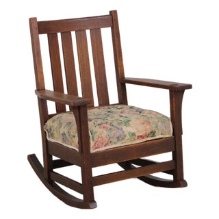 Antique L & j.g. Stickley Mission Oak Rocking Chair For Sale