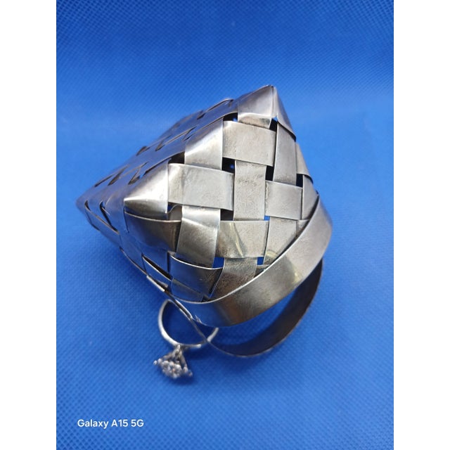 Silver Cartier Sterling Silver Mini Hand Woven Basket For Sale - Image 8 of 10