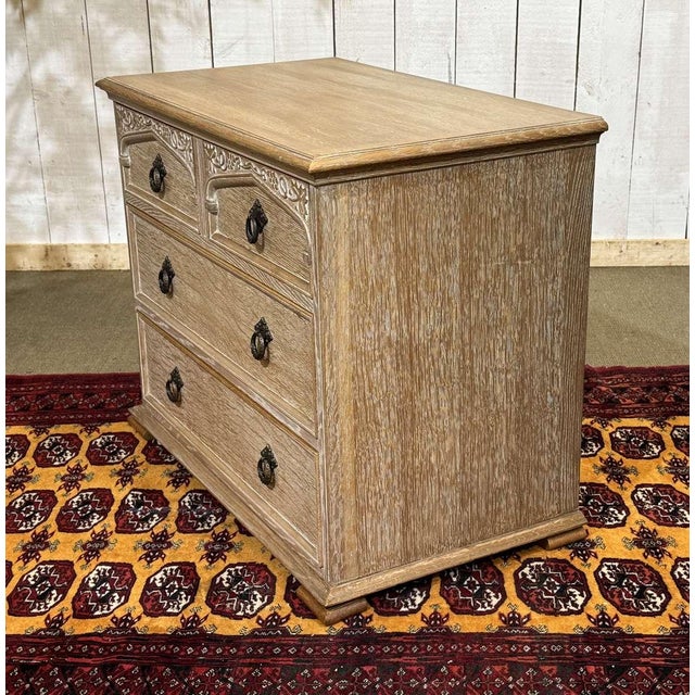 English Chest of Drawers in Limed Oak, 1950s For Sale - Image 10 of 15
