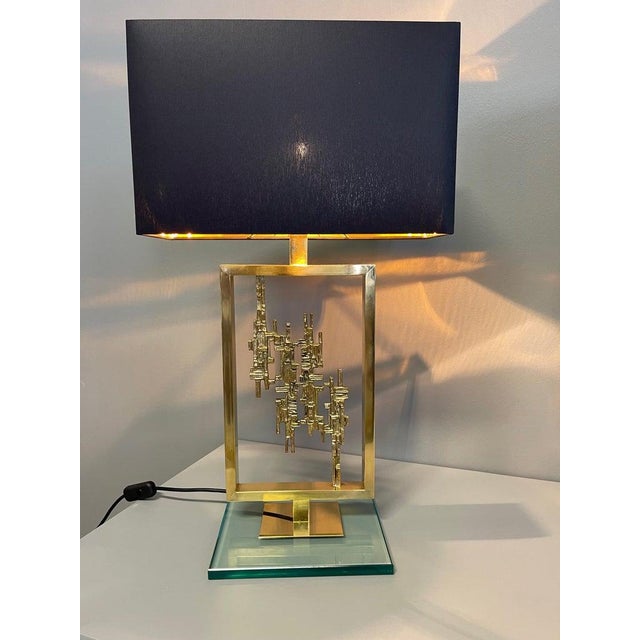 Gold Monumental Lamps in Brass and Carrara Marble, Italy, 1980s, Set of 2 For Sale - Image 8 of 12
