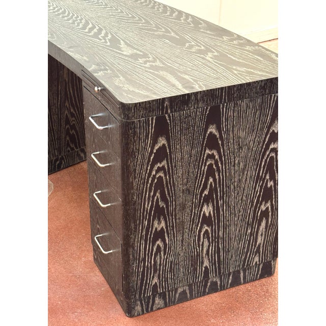 Black Vintage Cerused Oak Executive Desk, in the Style of James Mont For Sale - Image 8 of 18